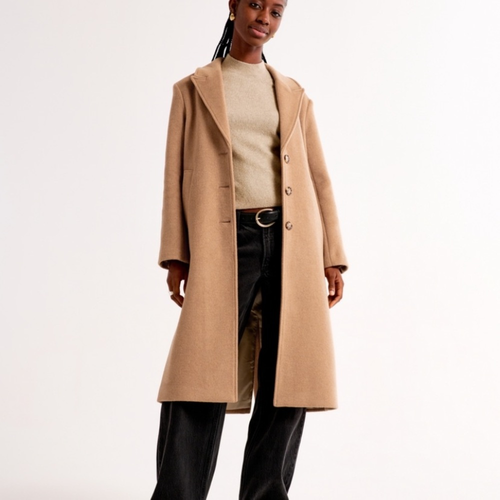 Abercrombie & Fitch Wool Blend Tailored Peacoat